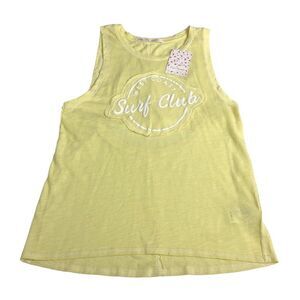Free People Top Womens Small Yellow West Coast Surf Club Tank Cutout Back Beach